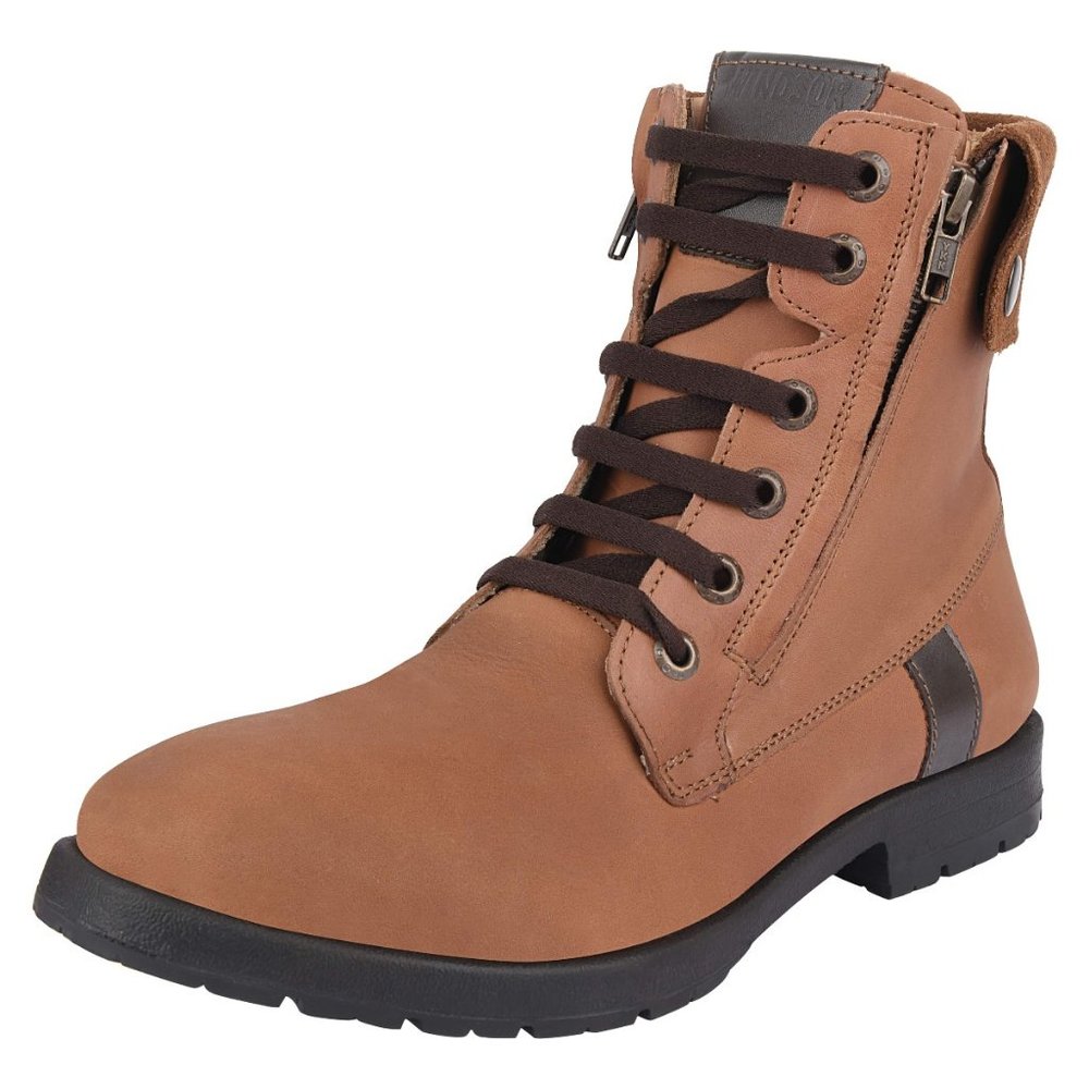 LIBERTYZENO Men's  Lace-Up Lite Brown Casual Boots